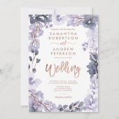 Foto-Hochzeit mit floralen Aquarellfarben Einladung (Vorderseite)