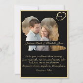 Foto-Hochzeit mit Gold Hearts und Groom Form Einladung (Vorderseite)