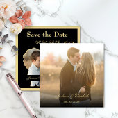 Foto-Hochzeit mit Gold Hearts und Groom Form Save The Date