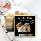 Foto-Hochzeit mit Gold Hearts und Groom Form Save The Date