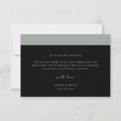 Foto-Hochzeit mit grüner Schwarztypografie Dankeskarte (Rückseite)