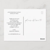 Foto Hochzeit mit Handschrift Danke Postcard Postkarte (Rückseite)