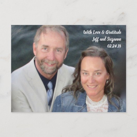 Foto Hochzeit mit Handschrift Danke Postcard Postkarte (Vorderseite)