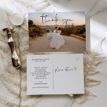 Foto Hochzeit mit Handschrift Danke Postcard Postkarte<br><div class="desc">Jeder wird Liebe erhalten diese schöne Hochzeit danke Postkarte mit einem atemberaubenden Bild von Ihrem Hochzeitstag! Passen Sie diese Postkarte einfach mit Ihrem Lieblings-Hochzeitsbrief-Foto und Ihrer Nachricht auf der Rückseite an! Foto von: Behalten Record Fotografy www.keptrecord.com</div>
