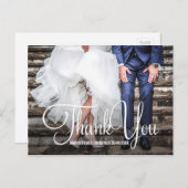 Foto Hochzeit mit Handschrift Danke Postcard Postkarte (Vorne/Hinten)