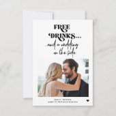 Foto-Hochzeit mit kostenlosen Getränken Save The Date (Vorderseite)