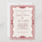 Foto Hochzeit mit Rot und Creme Einladung (Vorderseite)