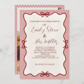 Foto Hochzeit mit Rot und Creme Einladung (Vorne/Hinten)