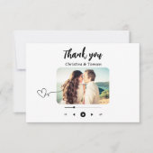 Foto-Hochzeit mit Schwarz-Weiß-Song Dankeskarte (Vorderseite)