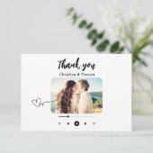 Foto-Hochzeit mit Schwarz-Weiß-Song Dankeskarte (Stehend Vorderseite)