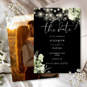 Foto Hochzeit mit schwarz-weißem Blumenstrauß Save The Date