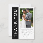 Foto-Hochzeit mit schwarzem und weißem Streifen Dankeskarte (Vorderseite)