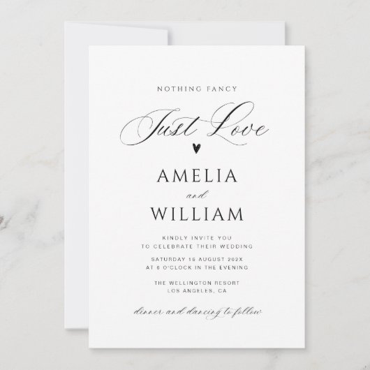 Foto-Hochzeit mit schwarzer Schrift Einladung (Vorderseite)