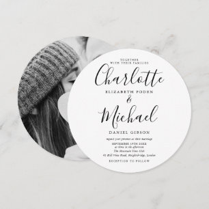 Foto-Hochzeit mit Schwarzweiß-Schrift Einladung