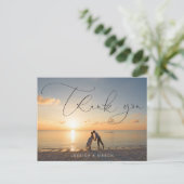 Foto Hochzeit mit Skriptbriefen Vielen Dank Postca Postkarte (Stehend Vorderseite)