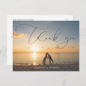 Foto Hochzeit mit Skriptbriefen Vielen Dank Postca Postkarte (Vorne/Hinten)