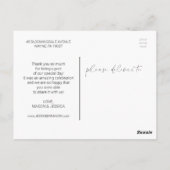 Foto Hochzeit mit Skriptbriefen Vielen Dank Postca Postkarte (Rückseite)
