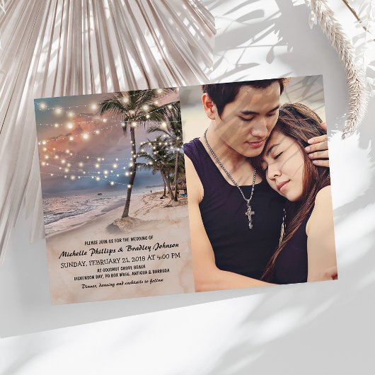 Foto Hochzeit mit Vintagen Strandlicht Einladung