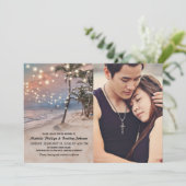 Foto Hochzeit mit Vintagen Strandlicht Einladung (Stehend Vorderseite)