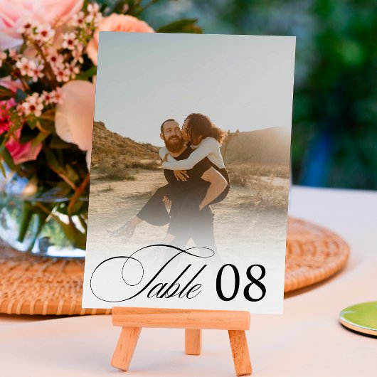 Foto Hochzeit mit weißem Overlay-Chic Tischnummer