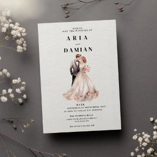 Foto Hochzeit mit weißem Rosa Einladung