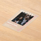 Foto-Hochzeit mit weißer Rosa-Pfeil Acryleinladungen (Ablage )