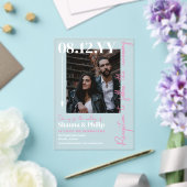 Foto-Hochzeit mit weißer Rosa-Pfeil Acryleinladungen (In Situ (Hochzeit))