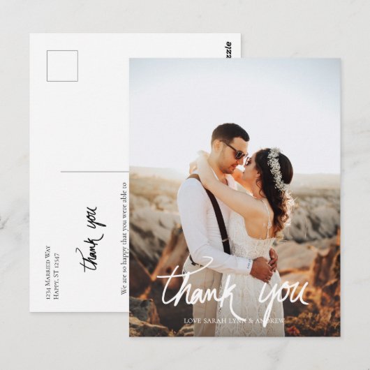Foto Hochzeit oder Party Hand Writing Vielen Dank Postkarte (Vorne/Hinten)