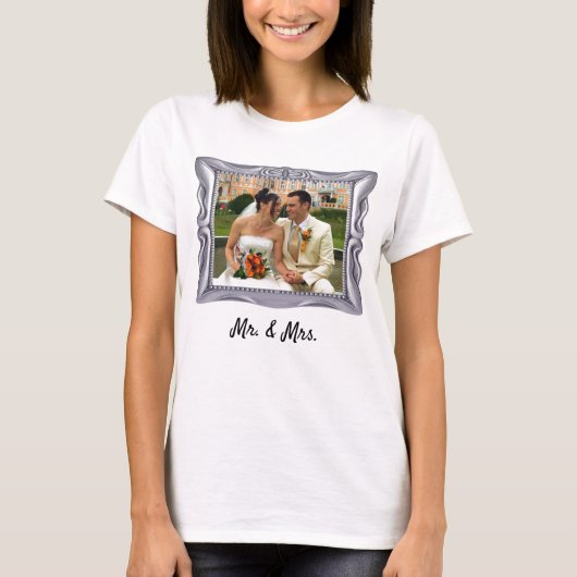 Foto Hochzeit Paar Extravagante Silver Frame Fraue T-Shirt (Vorderseite)