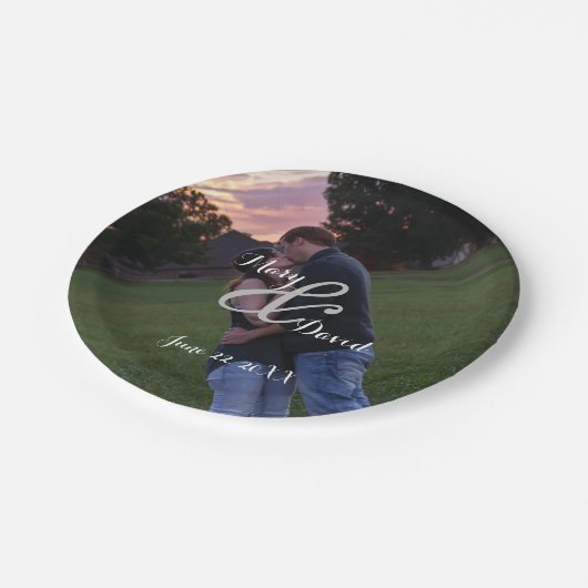 Foto Hochzeit Pappteller (Schrägansicht)