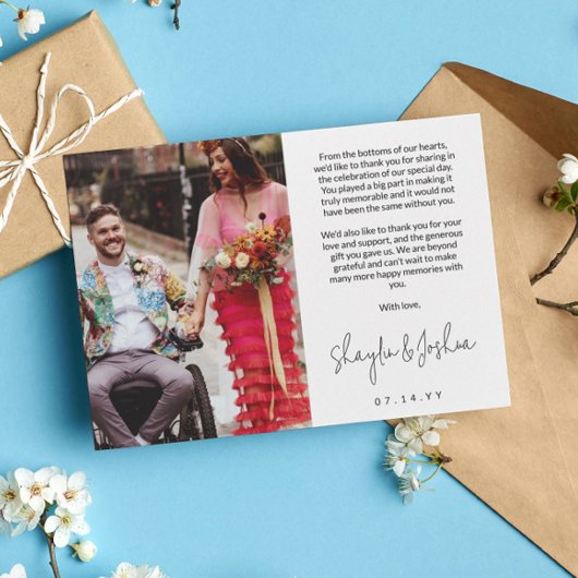 Foto Hochzeit per Hand schreiben Vielen Dank Dankeskarte