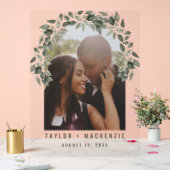 Foto Hochzeit Personalisierte moderne Leaf-Rahmen Acrylschild (Hochzeit)