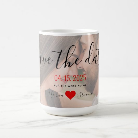 Foto Hochzeit speichern das Datum der Einladung Kaffeetasse (Mittel)