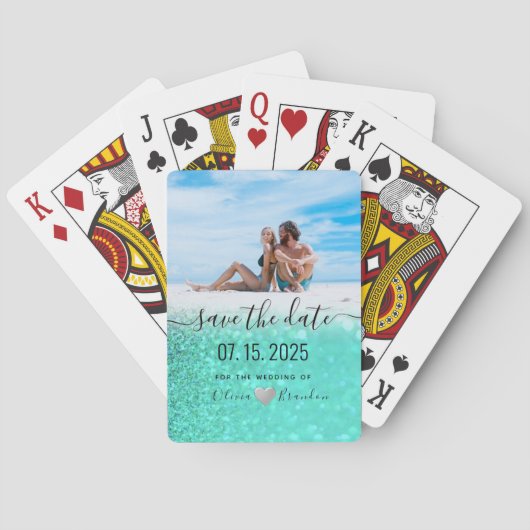 Foto Hochzeit speichern das Datum der Einladung Spielkarten (Rückseite)