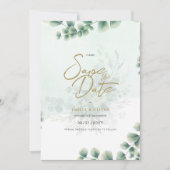 FOTO Hochzeit speichern das Datum Rustikal grün Einladung (Vorderseite)