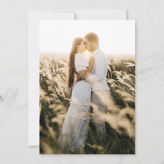 FOTO Hochzeit speichern das Datum Rustikal grün Einladung (Rückseite)