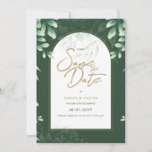 FOTO Hochzeit speichern das Datum Rustikal grün Einladung (Vorderseite)