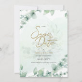 FOTO Hochzeit speichern das Datum Rustikal grün Einladung (Vorderseite)