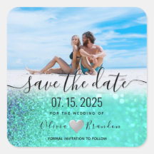 Foto Hochzeit speichern den Date Square Sticker
