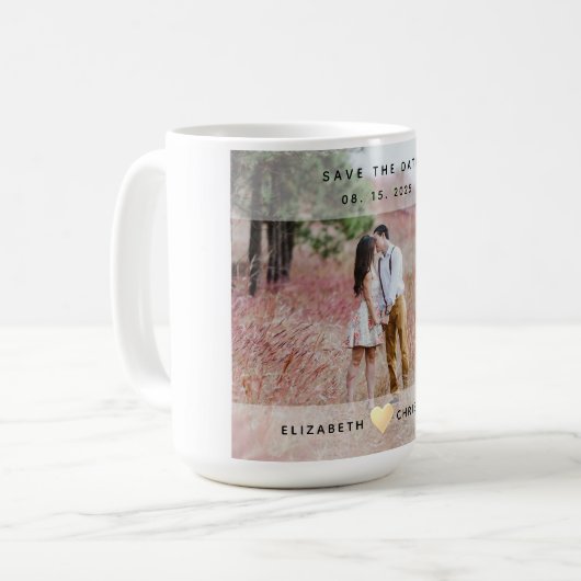 Foto Hochzeit Speichern Sie das Datum der Kaffee-T Kaffeetasse (Vorderseite Links)