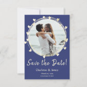 Foto Hochzeit speichert das Datum, goldene Herzen Save The Date (Vorderseite)