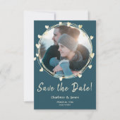 Foto Hochzeit speichert das Datum Goldene Herzen Save The Date (Vorderseite)