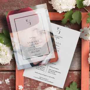 Foto Hochzeit Vellum Transparenzeffekt Initialen Einladung