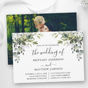Foto Hochzeit von Aquarellgrün Einladung