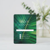 Foto Hochzeit von Green Leaf Palm Frontend RSVP Karte (Stehend Vorderseite)