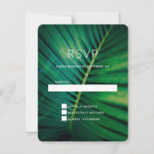 Foto Hochzeit von Green Leaf Palm Frontend RSVP Karte (Vorderseite)
