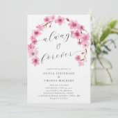 Foto Hochzeit von Kirschblüten für immer Einladung (Stehend Vorderseite)