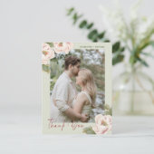 Foto Hochzeit von Sage & Blush Peony Postkarte (Stehend Vorderseite)
