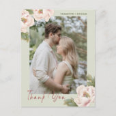 Foto Hochzeit von Sage & Blush Peony Postkarte (Vorderseite)
