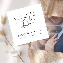 Foto Hochzeit von Schwarzweiß-Schriftzeichen Save The Date